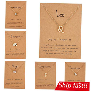 Zodiac women necklace alloy gold silver gift couple girls