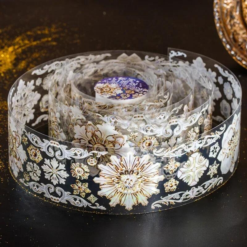 1Roll Tape Baroque Stars Gold Bronzing Silver Supplies