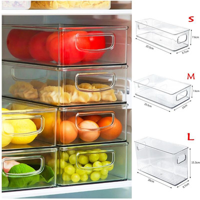 Refrigerator Organizer Pantry Food Storage Stackable Boxes W