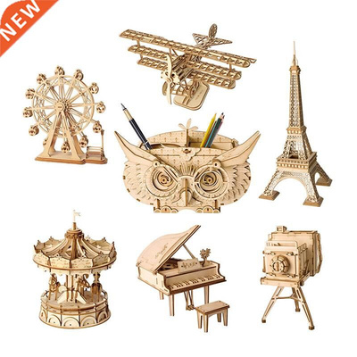 Robotime DIY 3D Wooden Puzzle Toys Assembly Model Toys Plane