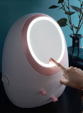 Egg LED Cosmetic Storage Box Mirror Makeup Organizer Detacha