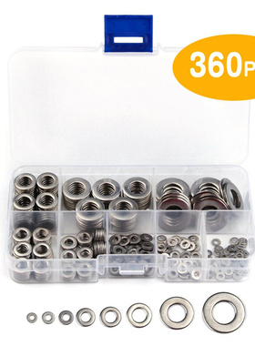 360pcs 8 Sizes Stainless Steel Flat Washers Assortment Set K