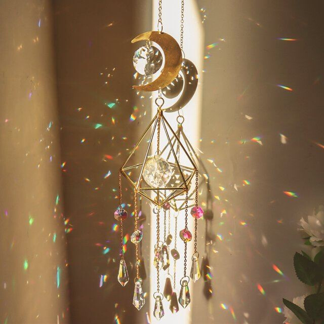 Crystals Big Wind Chime Moon&Sun Catcher Suncatchers Han