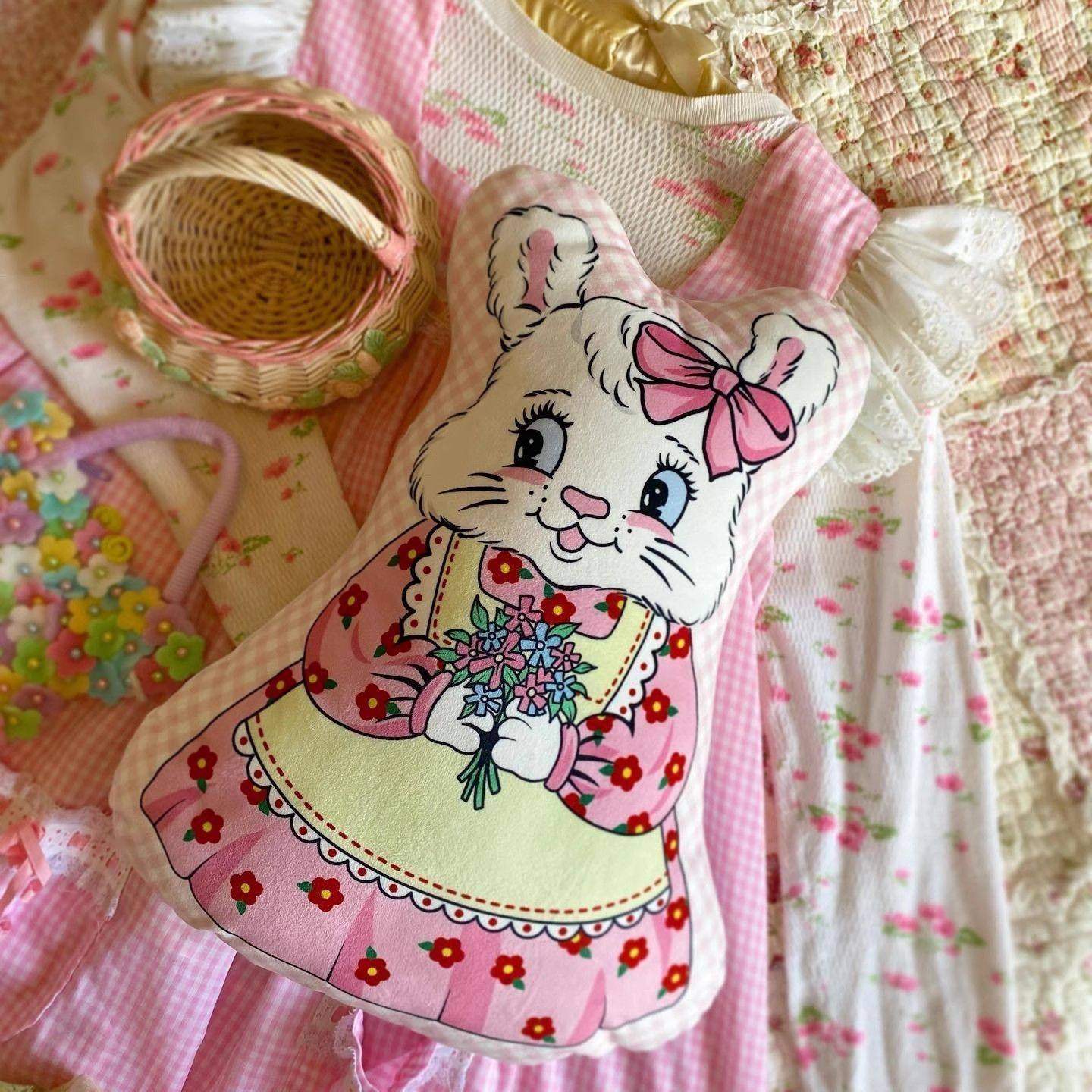 兔子郁金香抱枕枕头可爱宠物图案卧室靠枕靠垫午睡枕高颜值少女心