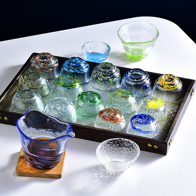回畔森林清酒杯日本津轻彩色玻璃