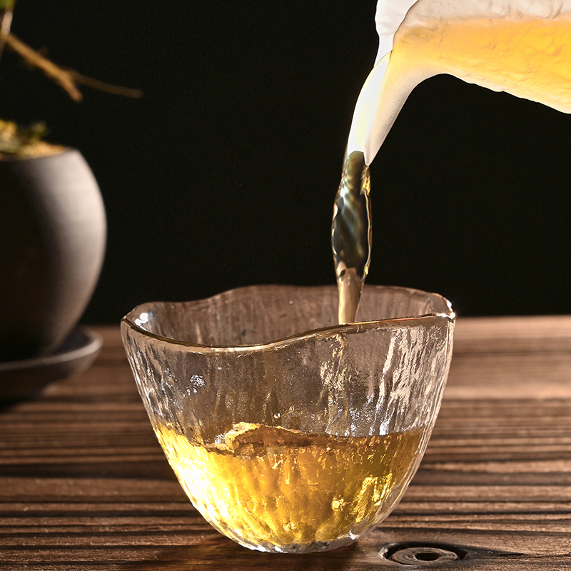 回畔森林清酒杯雨落锤纹玻璃茶杯