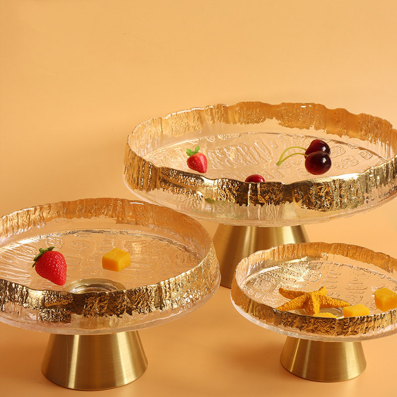 回畔森林手工玻璃北欧金箔果盘
