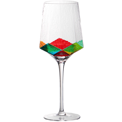 回畔森林高脚杯彩绘钻石锤纹酒杯