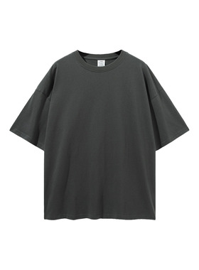 BLACKCROW基础男190g轻薄纯T夏圆领宽松简约风格纯棉落肩美式复古