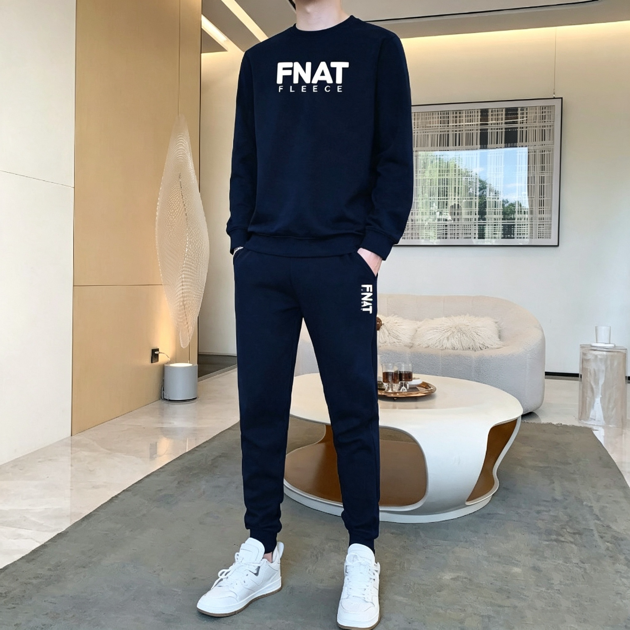 品牌运动服套装男女2026春秋款圆领卫衣卫裤休闲二件套冬季加绒款