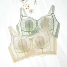 超薄法式蕾丝无钢圈内衣女兔耳朵水晶杯文胸大胸显小聚拢胸罩