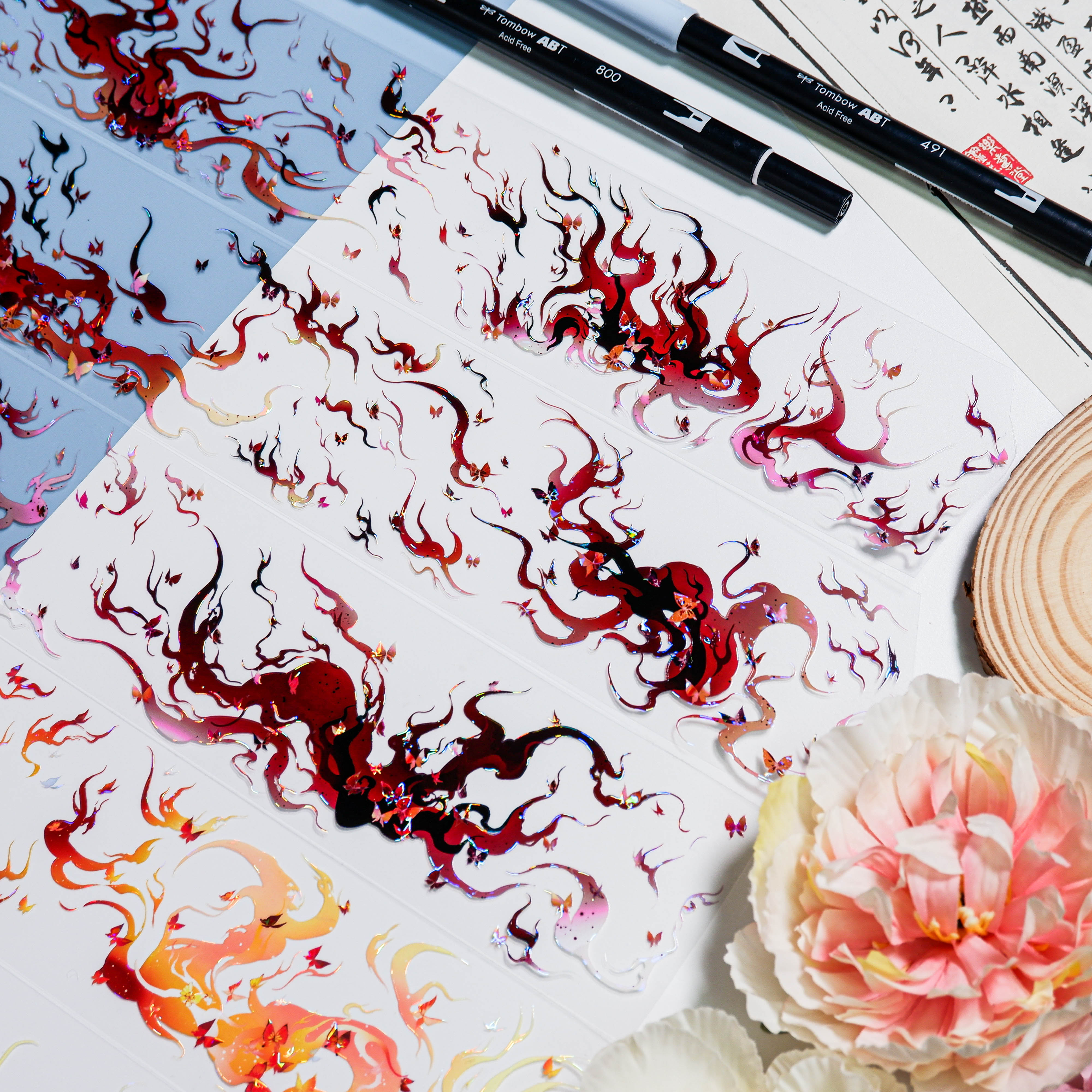 景物志#9月新品若妄之蝶火焰蝴蝶pet琉璃光流沙麻将咕卡吧唧砖