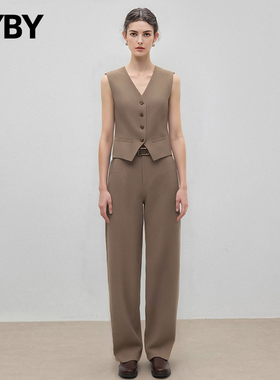 【现货】布衣布语休闲小西裤女2025秋季高腰阔腿高级感直筒西装裤