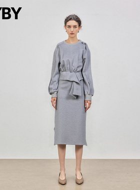 设计感小众卫衣+半身裙两件套2025秋季时尚气质洋气侧开叉套装裙