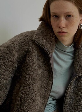 PHISM冬季新款保暖外套新款时尚毛毛拉链女款外套女减龄