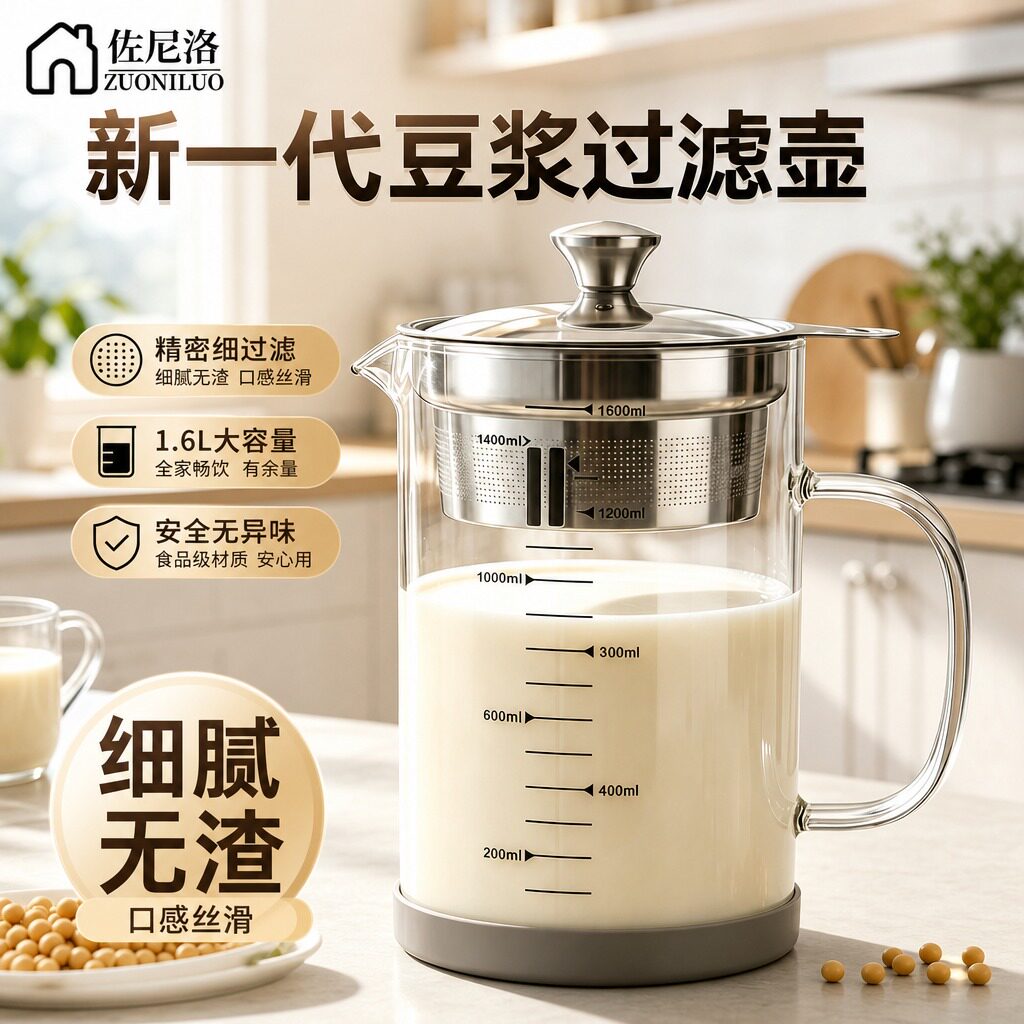 德国豆浆过滤网神器过滤杯大容量超细网筛中药滤渣榨果汁油渣滤壶
