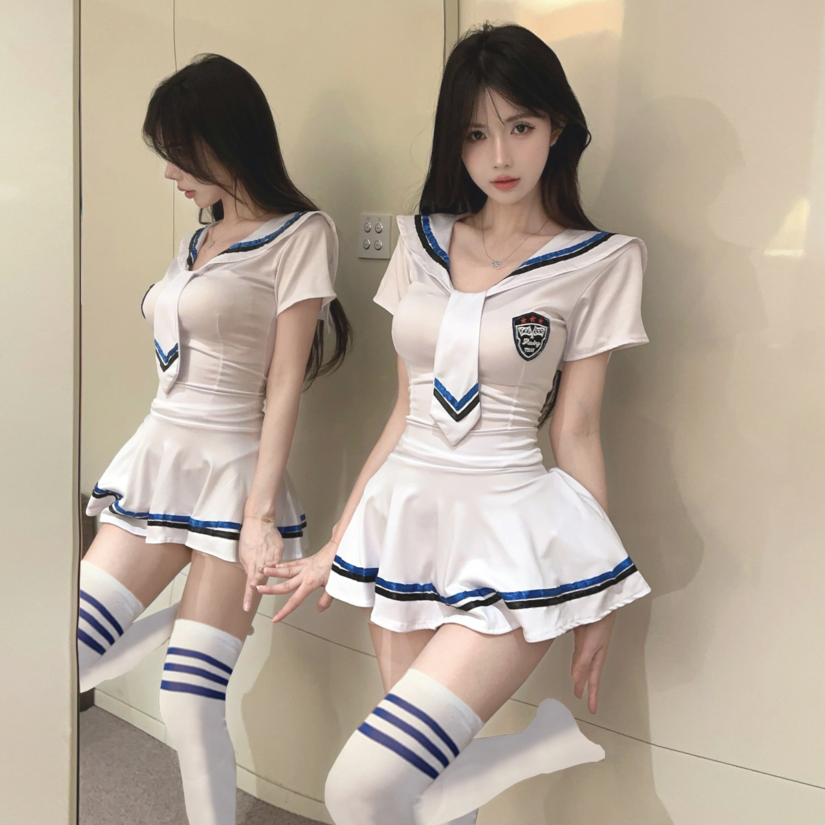COS海军领水手服日系jk学院风制服套装清纯主播拉拉队服短裙