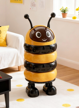 小蜜蜂垃圾桶家用新款客厅卧室卫生桶高颜值可爱卡通儿童创意纸篓