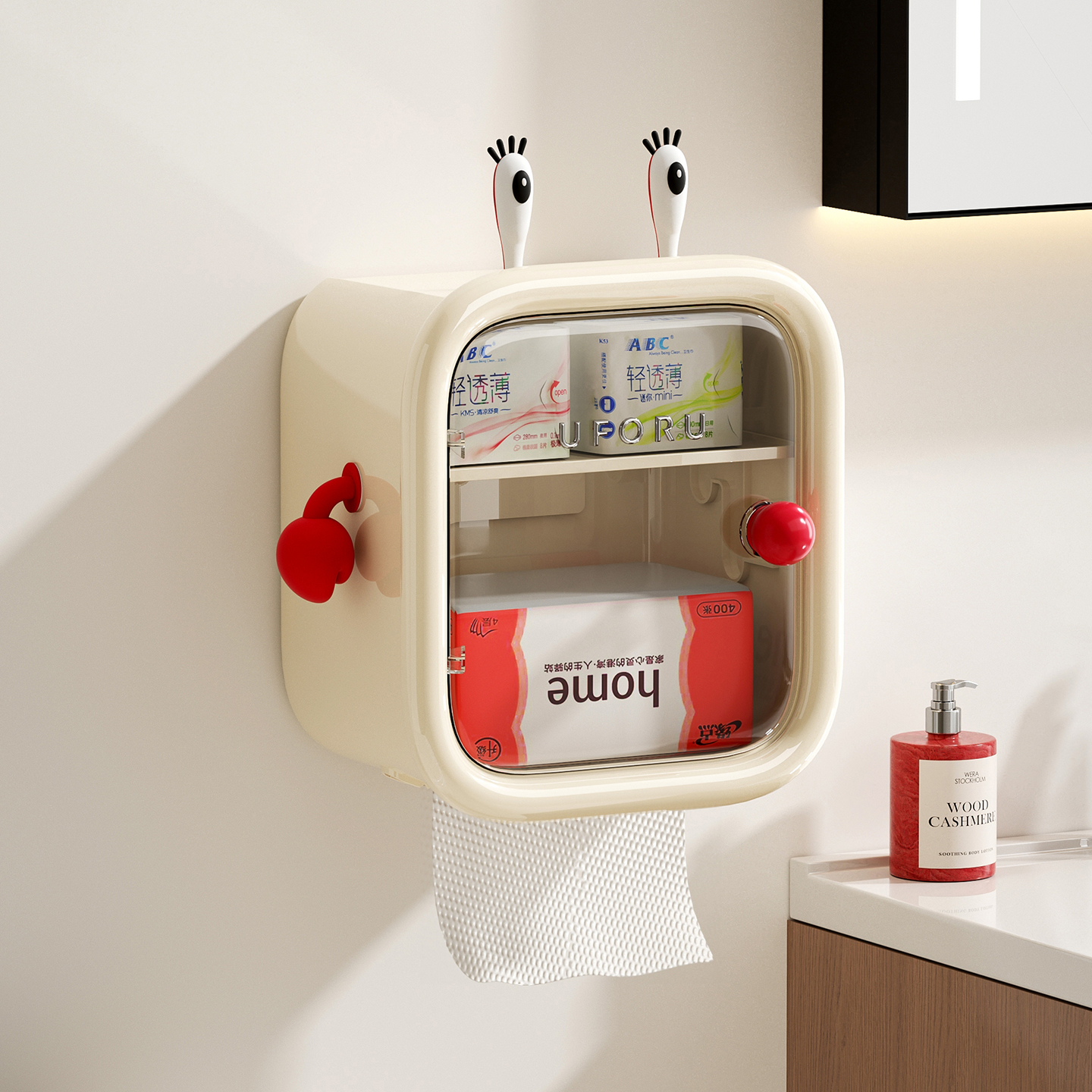 防水可爱免打孔厕所卫生间收纳