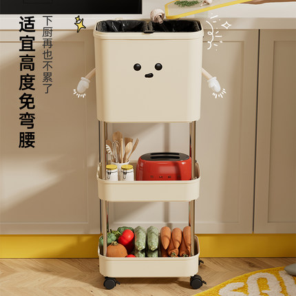 厨房垃圾桶家用大号大容量带盖高颜值厨余干湿分离双层高款垃圾篓