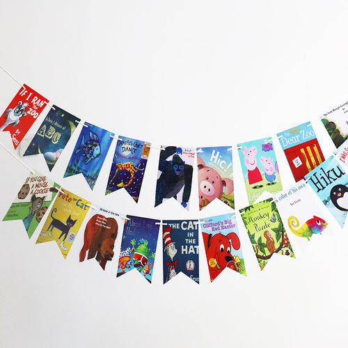 英文绘本小彩旗装饰教室拉旗