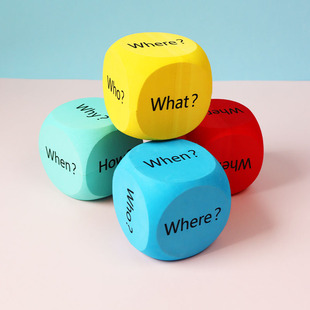 儿童骰子玩具英语疑问词课堂教学教具扔色子家庭游戏大号创意早教