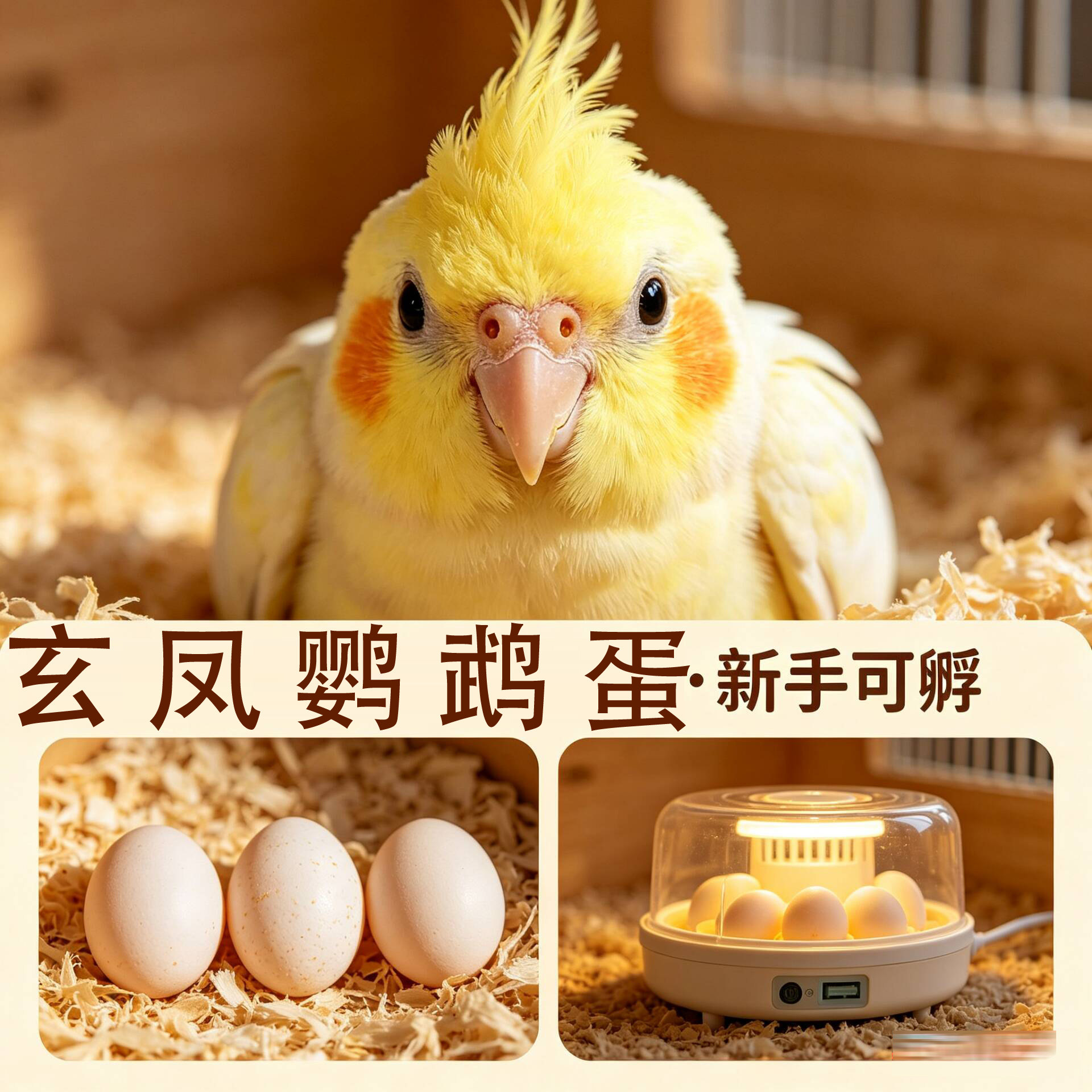 玄凤鹦鹉受精种蛋新手可孵鸟蛋孵化黄花珍珠受精蛋人工可孵化