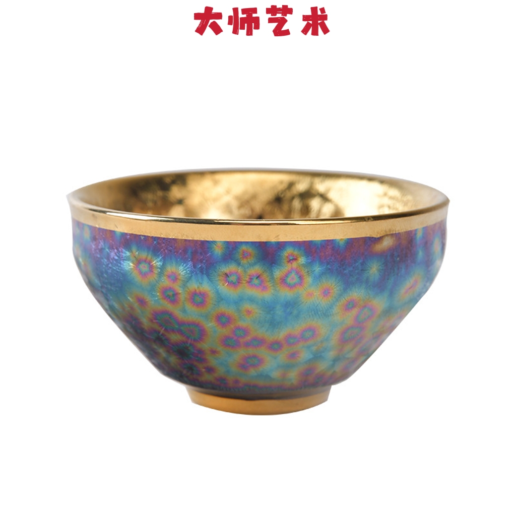 大师艺术高端鎏金镶银建盏茶杯陶瓷窑变十二生肖主人杯单杯品茗杯