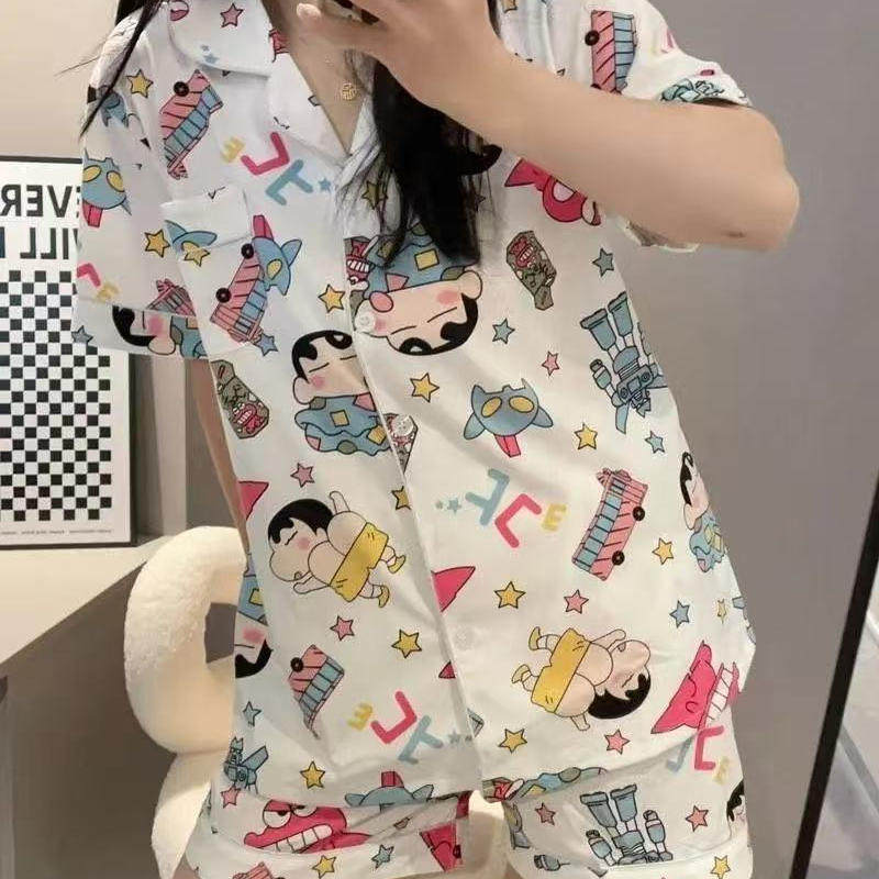 蜡笔小新睡衣女款2025新款夏季短袖卡通可爱学生家居服套装可外穿