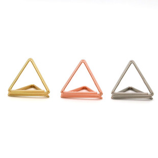 32mm大号三角形名片夹金属便签夹金色相片夹办公留言夹创意桌号夹