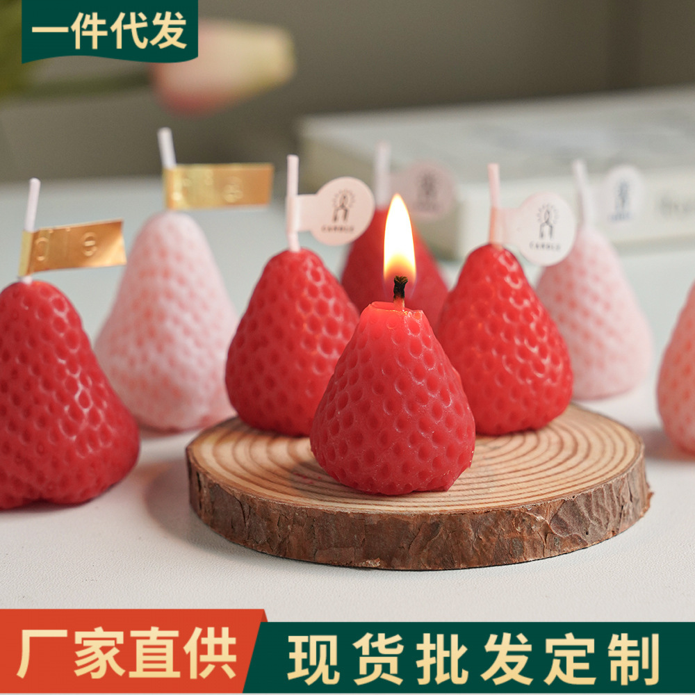 草莓香薰蜡烛candle礼盒香氛生日礼物手工造型小蠟燭伴手礼
