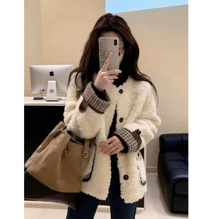 韩系时尚气质小香风羊羔毛短外套女秋冬2025新款宽松显瘦毛毛上衣