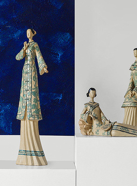 女仕摆件装饰品中风脂艺品跨古风少女客厅办公室国树工境