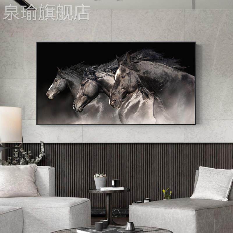 网红代无简厅约马奔腾客装饰画沙发背景现室墙壁画办公障碍豪华艺