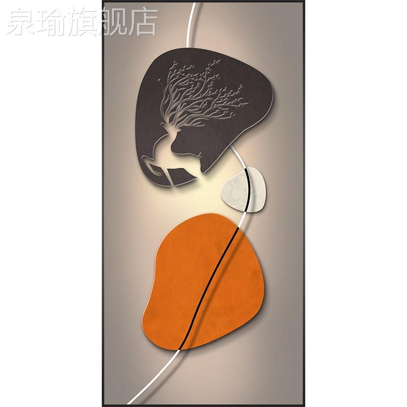 网红现代简约玄关装饰画正几何象过道壁画玄幻对门石来运转走抽廊图片