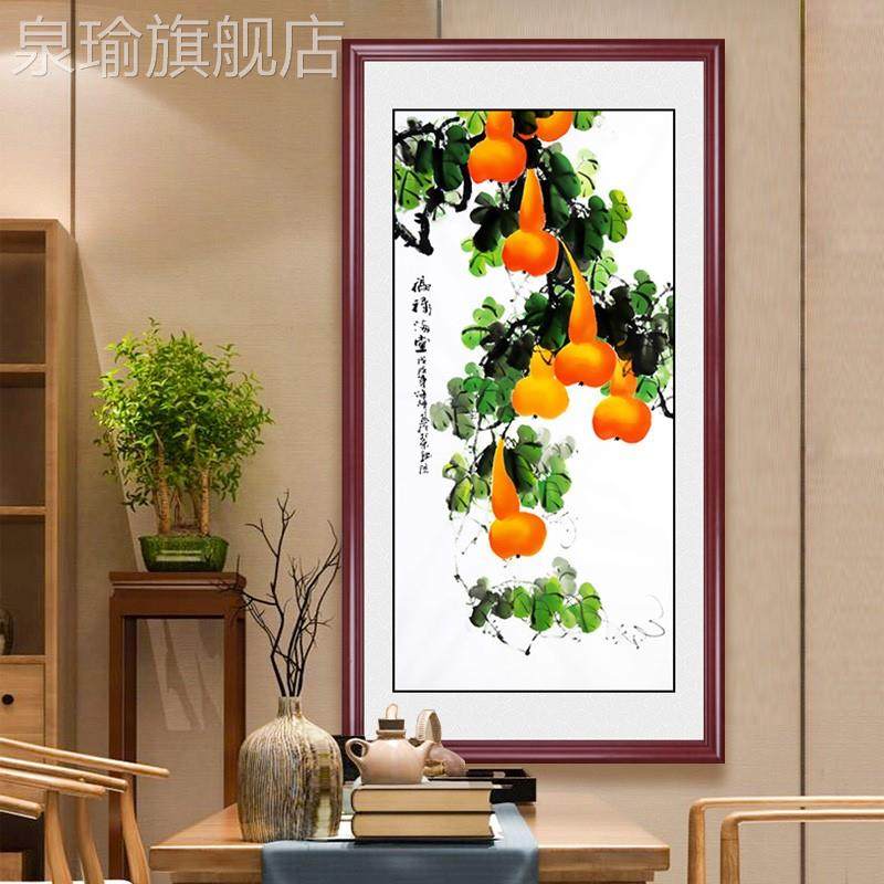 网红道五福临门客装饰厅画沙发背景墙现代中式挂玄关走过葫芦画廊