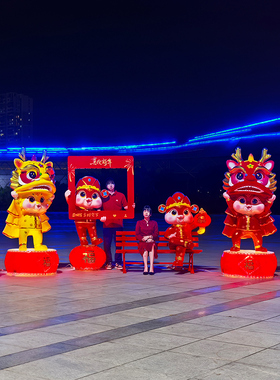 玻璃钢发光蛇年摆件发光雕塑