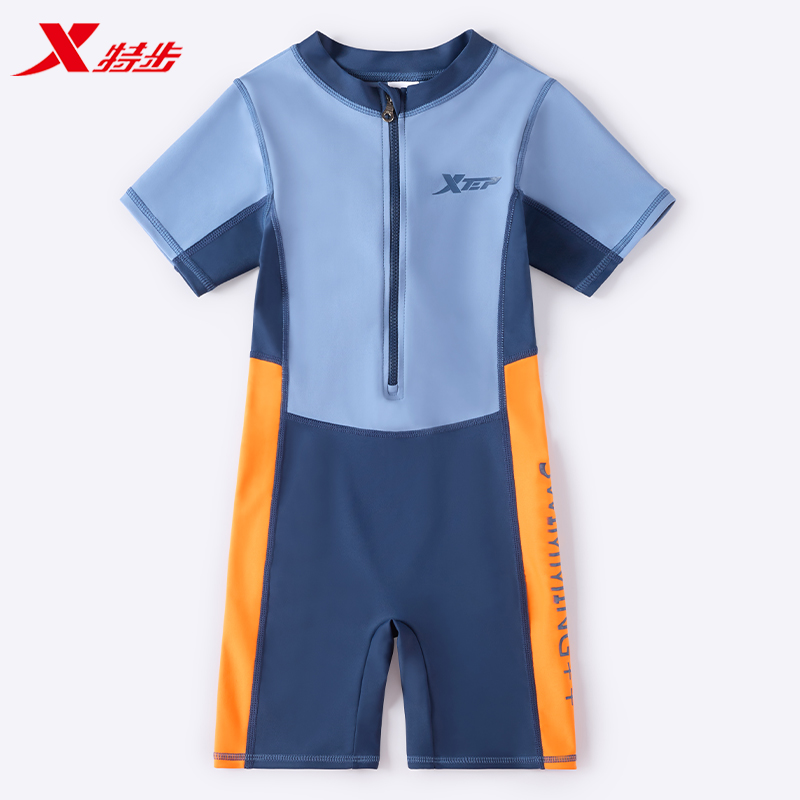 特步儿童连体专业泳裤套装备