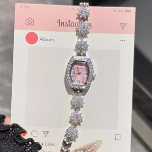 旋转山茶花满钻石英小方块小方糖酒桶形镶钻F20A BCBG新品 礼物