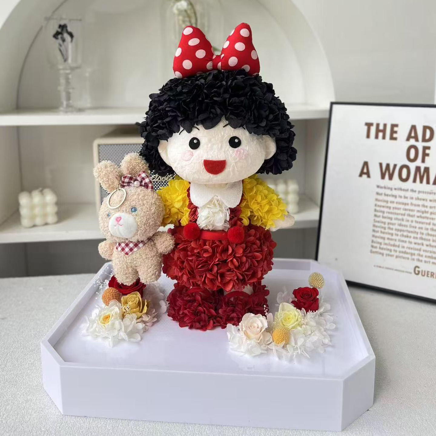 圣诞节送女友礼物永生花樱桃小丸子小公主摆件送女友生日礼品求婚