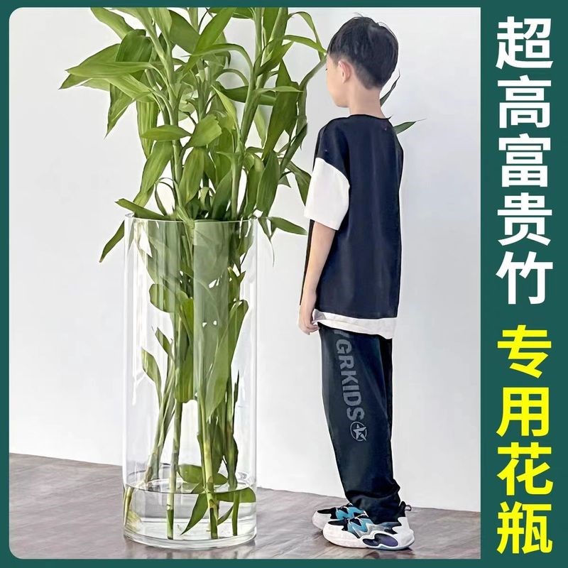 速发美式饰璃花桶桶画店创意插花桶客厅干花假花装玻桶家用醒花桶