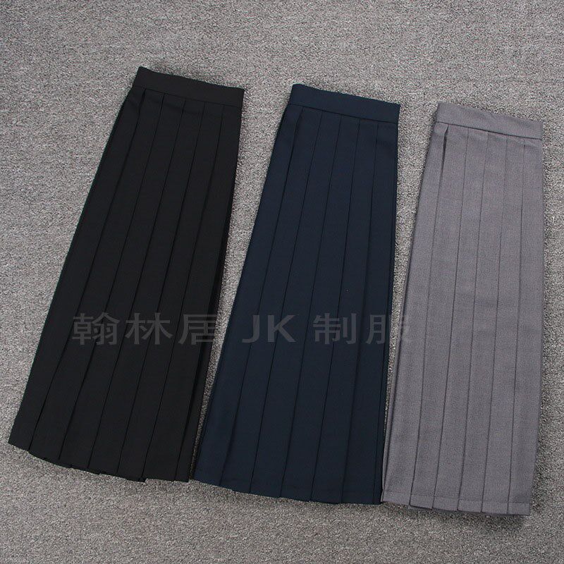 速发JK制服裙 学班风校服院服纯色百褶a短裙中长裙春秋半手水身裙