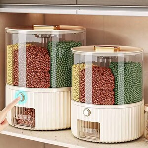 速发妙谷密立杂粮收纳盒旋转五封桶分格装米桶家用防虫防潮米缸米