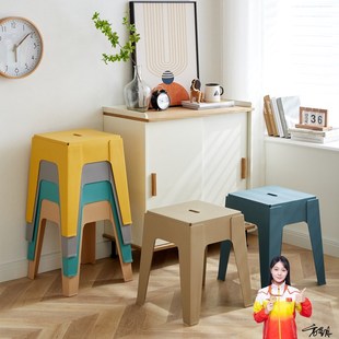 速发塑料凳子家用加放可叠厚吃饭用凳胶凳商用餐饮餐厅备高简约独