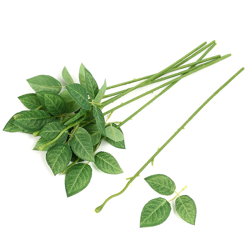 速发丝网花材料 玫瑰花杆手枝 花工材料花插 绿叶 手捧花包花配件