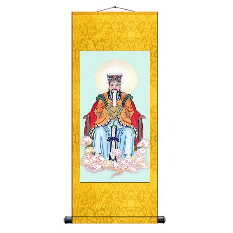 速发玉皇大挂画 玉道观神像挂画 丝绸画卷轴画装饰画挂画