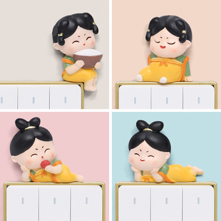 速发座式国潮风开关贴唐中创意装饰开关保护套边框套插仕面板