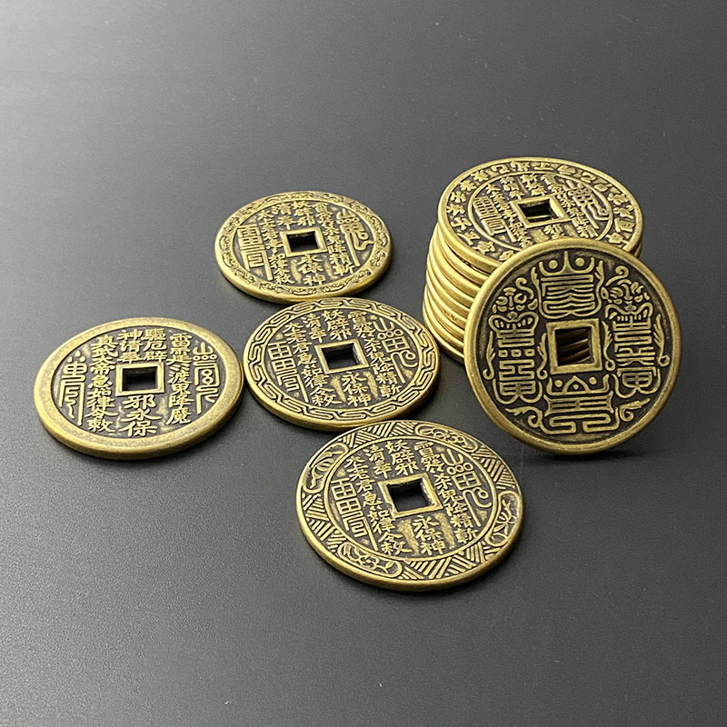 现货速发中号加厚纯铜山鬼花钱挂件铜钱摆件紫薇讳铜钱民俗风真武