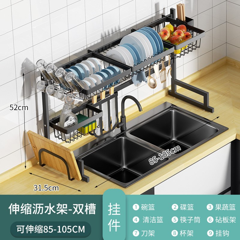 速发厨房碗碟架水沥水架黑色收纳架沥地碗架落水置物架跨境亚包邮