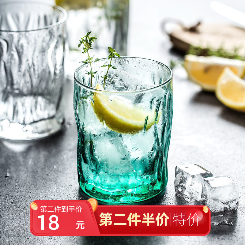 速发Borm璃i创意漱色玻i果汁喝水杯子家用耐热泡茶杯彩口杯